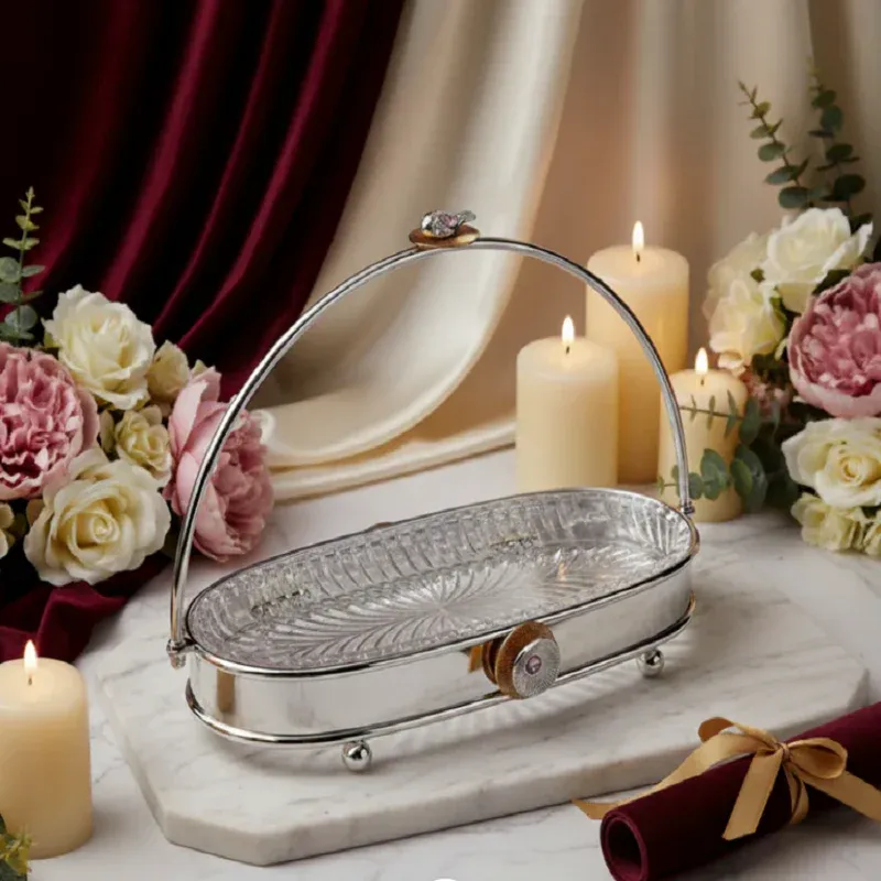 Regal Treasure Oval Handle Glass Tray