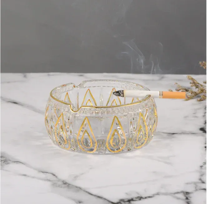 Teardrop Design Ashtray with golden