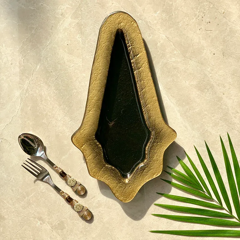 Cone Shape Platter Black and Gold