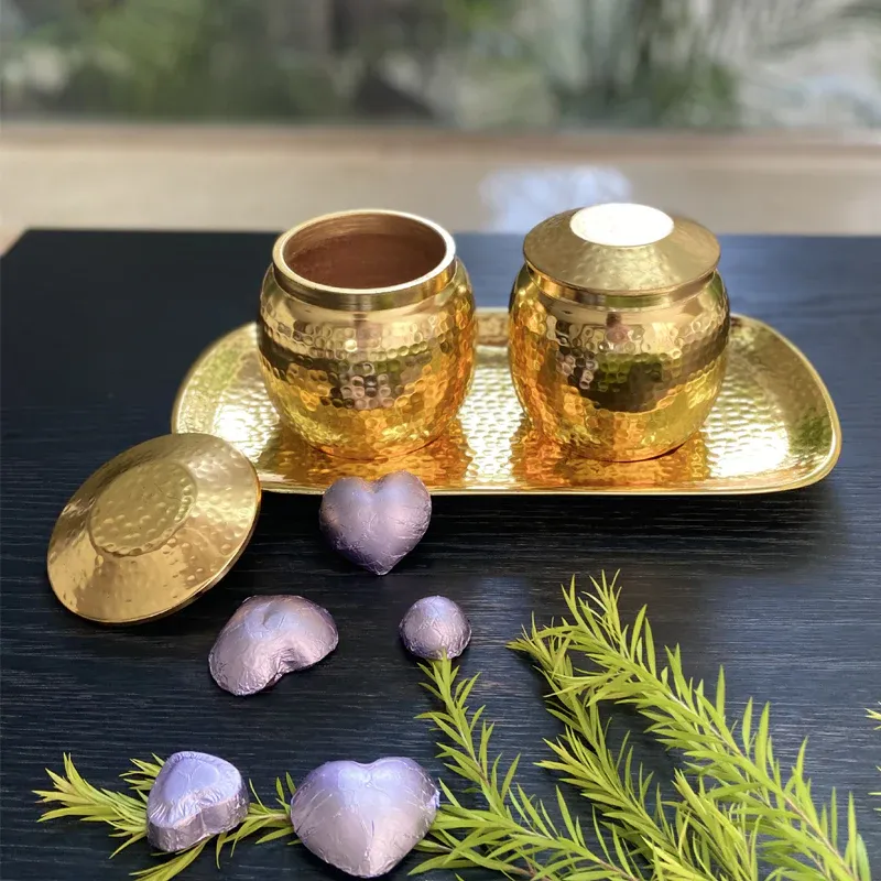 Golden Jars with Tray